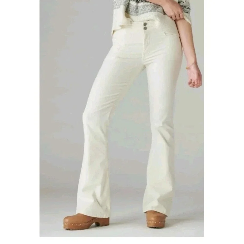 Lucky Brand Corduroy Pants Women 6/28 Ankle Stevie High Rise Flare Boho‎ NEW
